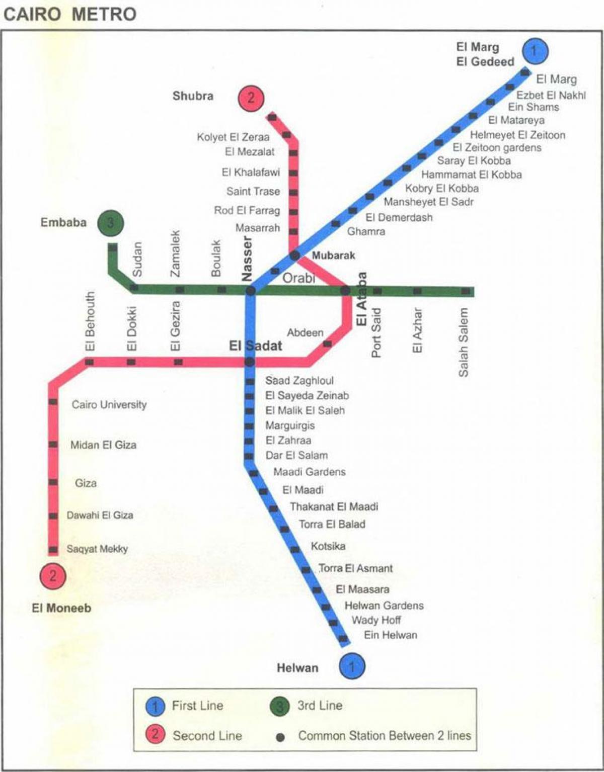 karta podzemne željeznice u Kairu 